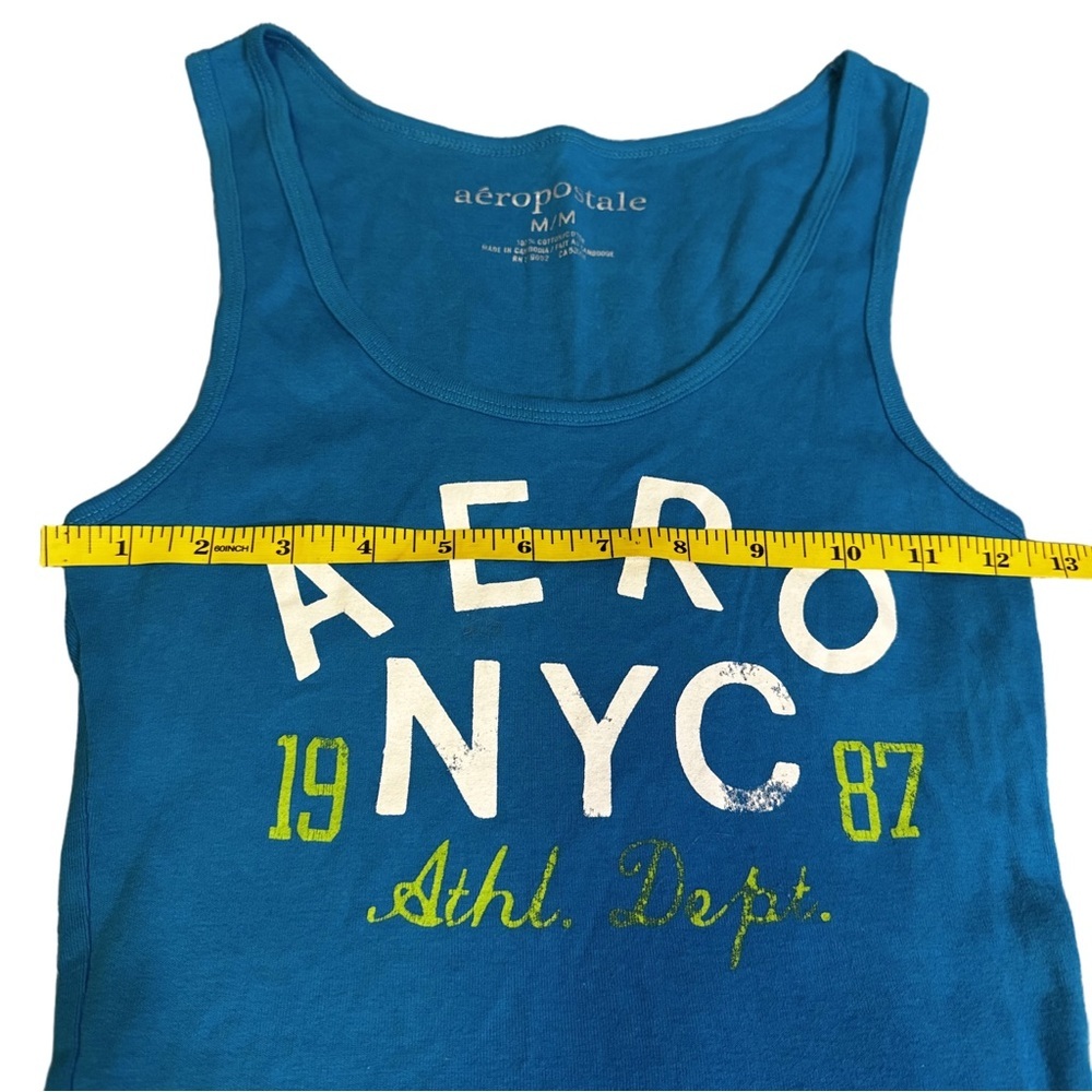 Aeropostale Blue Tank Top Size Medium Aero NYC Graphic Stretchy Vintage NWOT - Picture 6 of 8